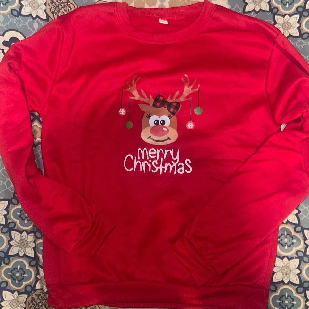 Red Christmas Reindeer Graphic Top - Picture 2 of 2